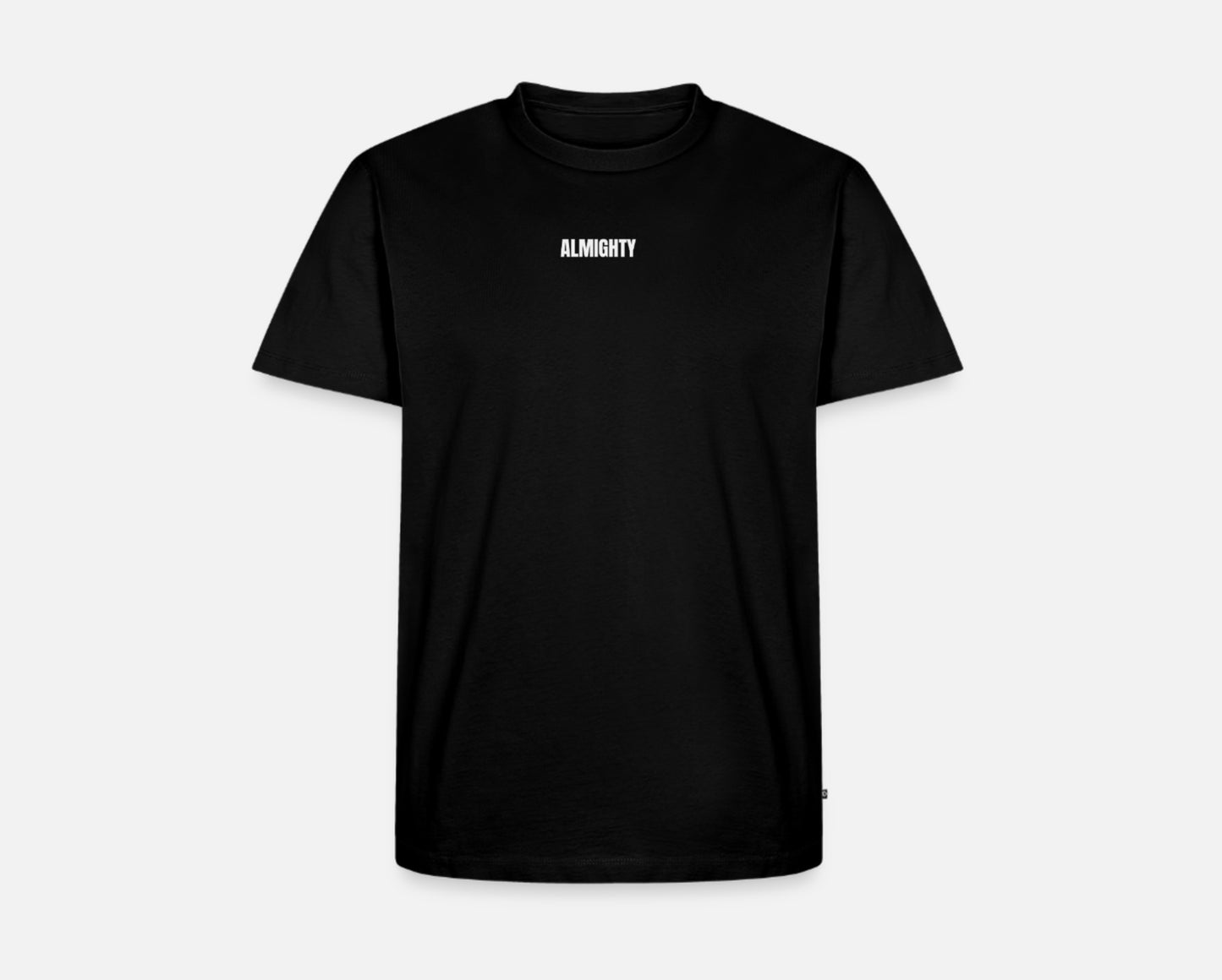 T-shirt "ALMIGHTY" minimaliste dehors, significatif dedans