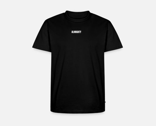 T-shirt "ALMIGHTY" minimaliste dehors, significatif dedans